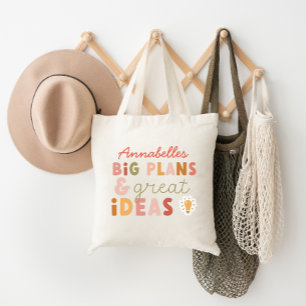 Modern colourful bold typography plans and ideas n tote bag