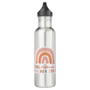 Modern colourful bold typography rainbow teacher  710 ml water bottle