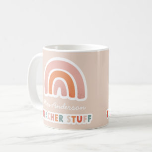 Modern colourful bold typography rainbow teacher m coffee mug