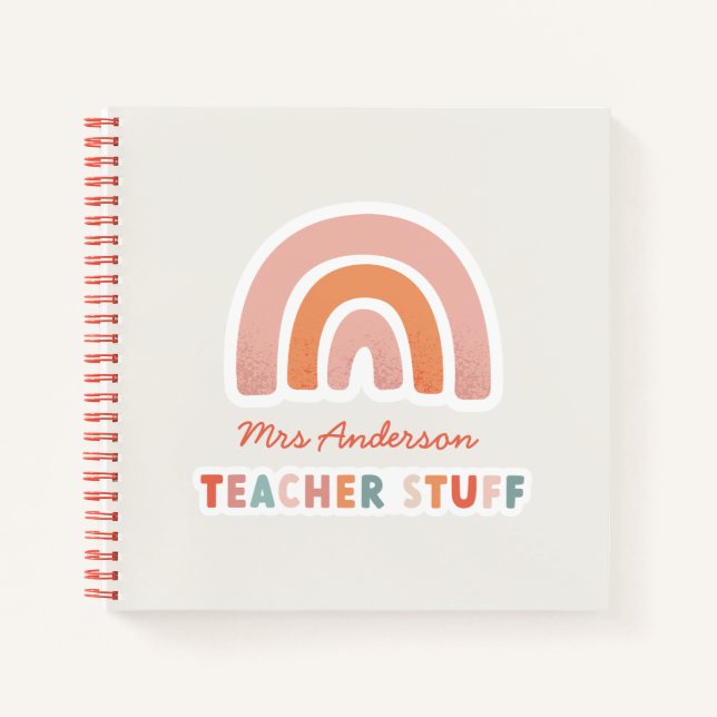 Modern colourful bold typography rainbow teacher notebook (Front)