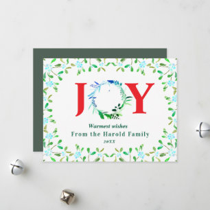 Modern Colourful Botanical Joy Elegant Holiday Card