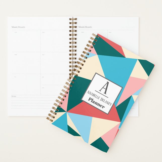 Modern Colourful Bright Geometric Personalized Planner (Display)