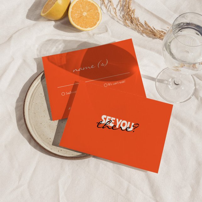 Modern Colourful Bright Retro Funky Wedding Detail RSVP Card (Creator Uploaded)