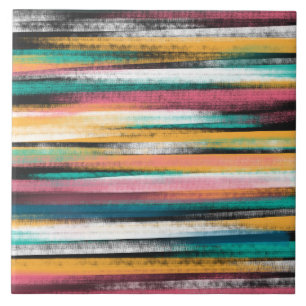 Modern Colourful Brush Strokes Stripes Oil Paint Tile