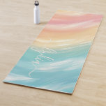 Modern Colourful Brush Waves Abstract Monogram Yoga Mat<br><div class="desc">This fun design adds style to your workouts,  with its soft pastel brush style waves design. Add a name to personalize it. Makes a great birthday,  Christmas or Mother's Day gift. Created by Simply Farmhouse Press.</div>