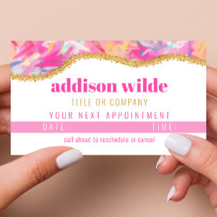 Modern Colourful Brushstrokes Gold Appointment Car Card