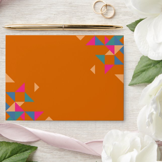 Modern Colourful Burnt Orange Geometric Wedding Envelope (Wedding)
