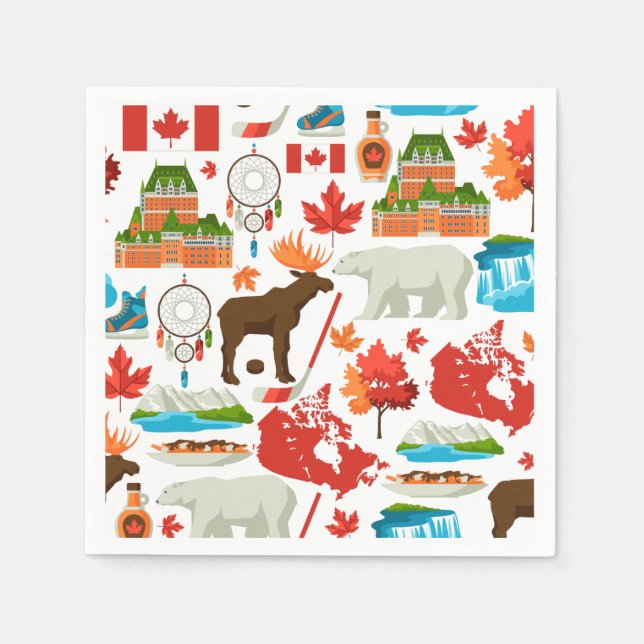 Modern colourful Canadian themed Napkin (Front)