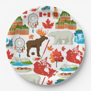 Modern colourful Canadian themed Paper Plate