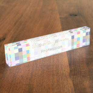 Modern Colourful Chequerboard Nameplate