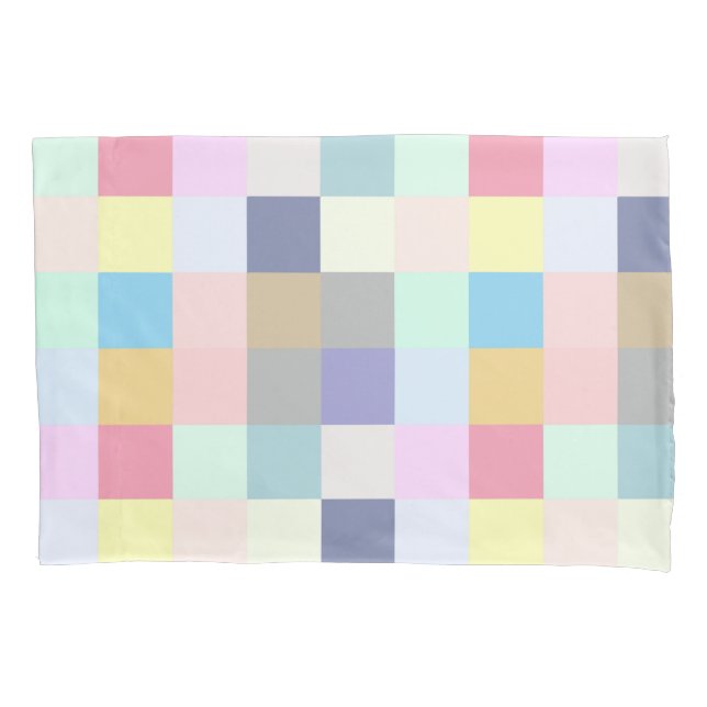 Modern Colourful Chequerboard Pillowcase (Front)