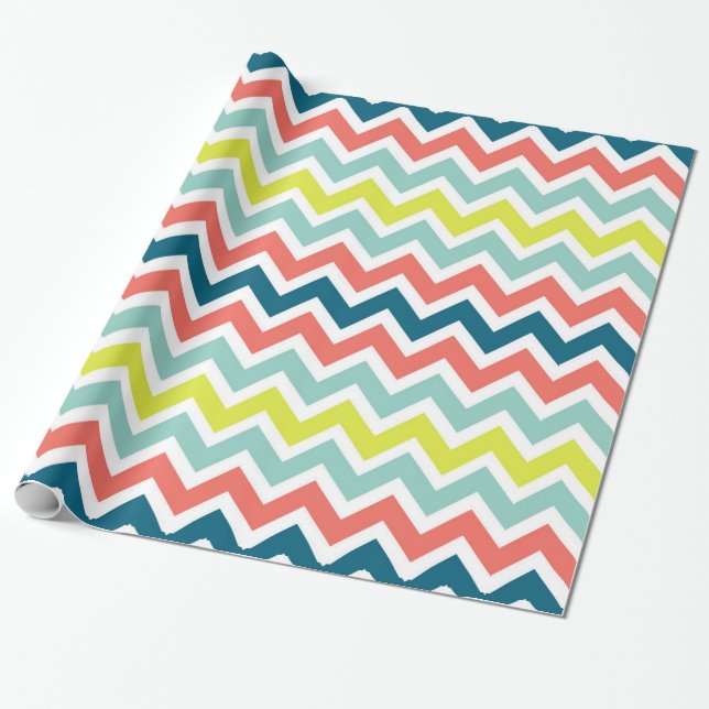 Modern Colourful Chevron Geometric Pattern Wrapping Paper (Unrolled)