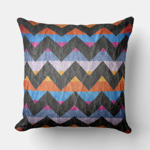 Modern Colourful Chevron Leather #3 Throw Pillow