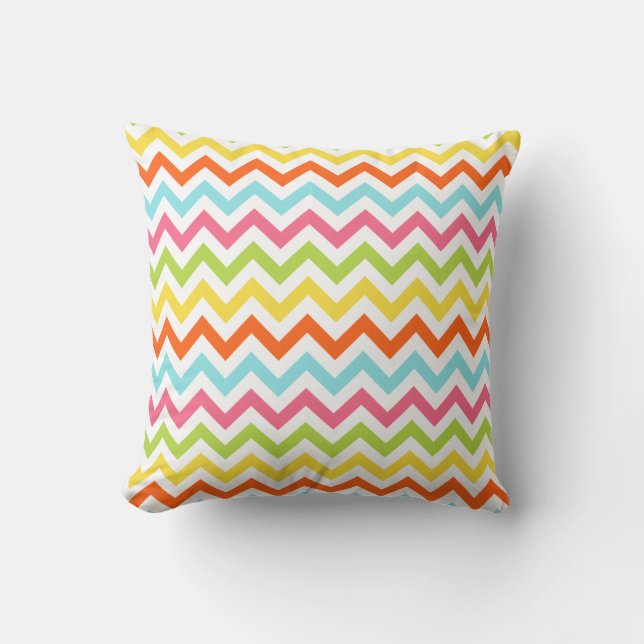 Modern Colourful Chevron Zigzag Pillow (Front)