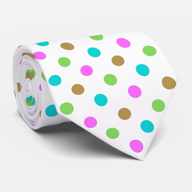 Modern Colourful Chic Polka Dots Tie (Rolled)