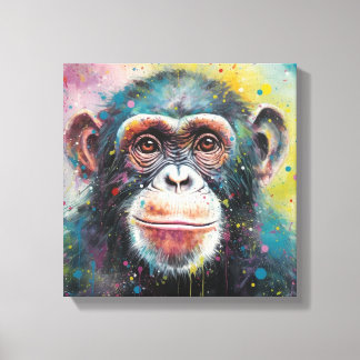 Modern Colourful Chimp Art Canvas Print