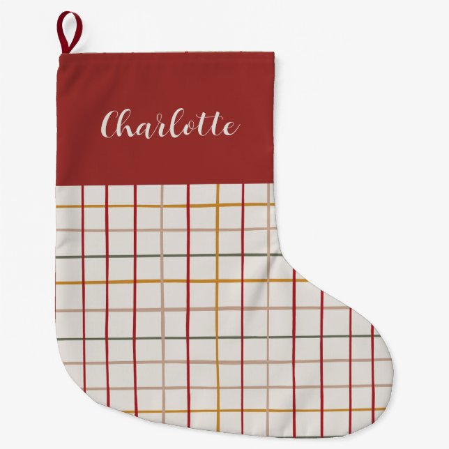 Modern Colourful Christmas Custom Name Stocking (Front)