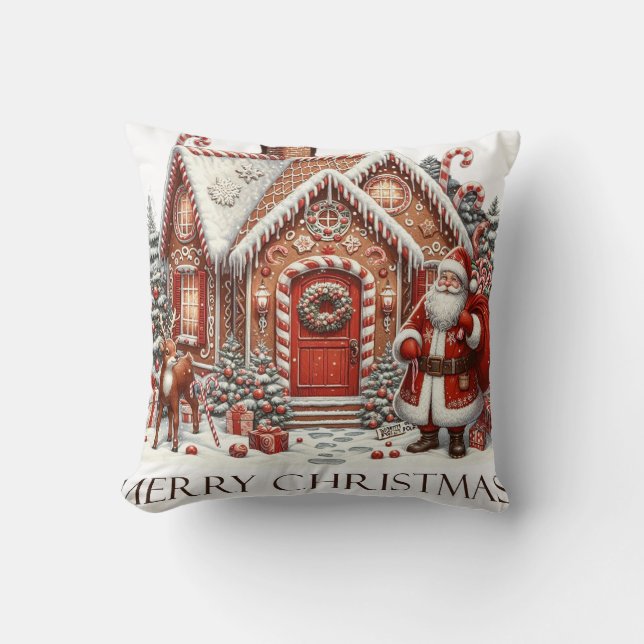 Modern Colourful Christmas Theme Throw Pillow (Front)