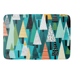 Modern colourful Christmas tree pattern  Bath Mat
