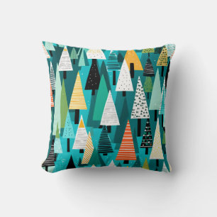 Modern colourful Christmas tree pattern  Throw Pillow