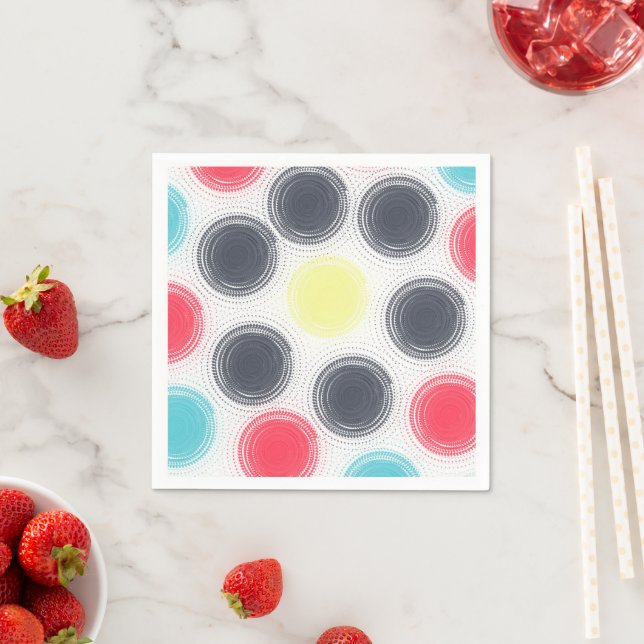Modern Colourful Circles Pattern Napkins Fun Party (Insitu)