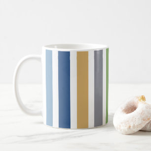 Modern Colourful Coastal Beach House Stripes Coffee Mug