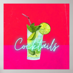Modern Colourful  Cocktails Bar Art Poster
