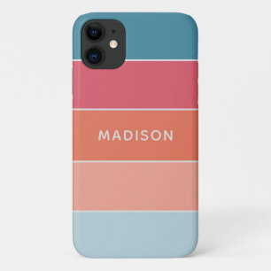Modern Colourful Colorblock Personalized Name Chic iPhone 11 Case