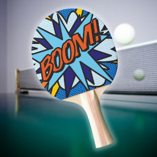 Modern Colourful Comic Book BOOM Typography Ping Pong Paddle