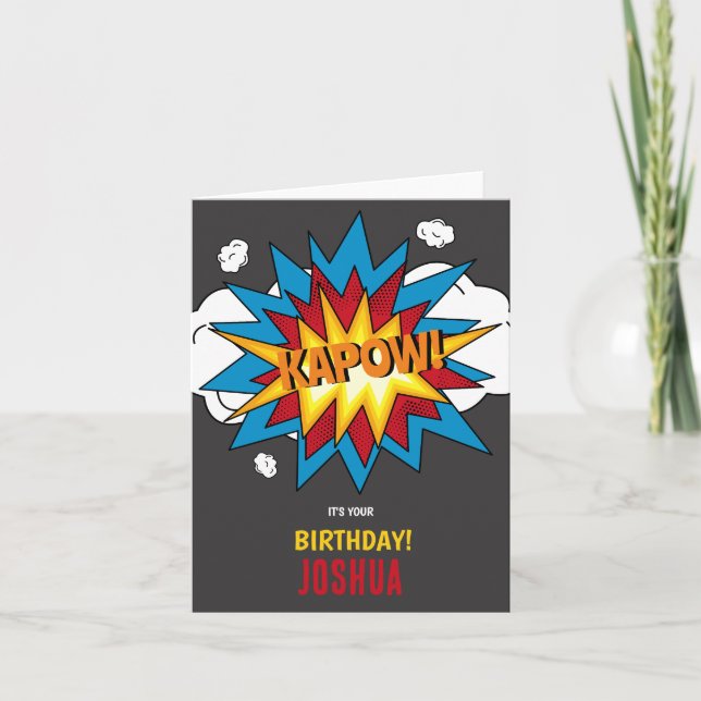 Modern Colourful Comic Book KAPOW Pop Art Birthday Card (Front)