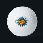 Modern Colourful Comic Book KAPOW Pop Art Golf Balls<br><div class="desc">A bright comic book pop art style design featuring your custom text. A cute and fun comic book themed illustration with bright colours and superhero action typography. An ideal design for anyone who loves super hero designs, comics, cartoon style illustrations, colourful action filled designs and pop art! Personalize this funny...</div>