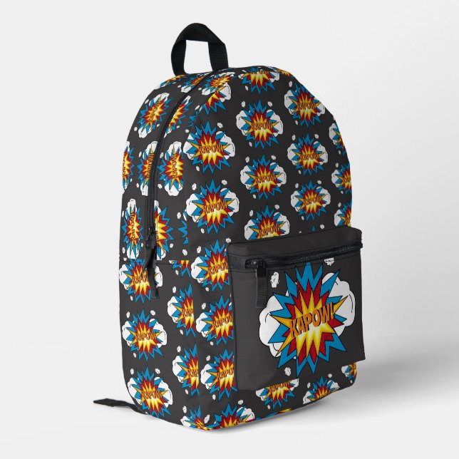 Modern Colourful Comic Book KAPOW Pop Art Printed Backpack (Back Corner Left)