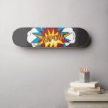 Modern Colourful Comic Book KAPOW Pop Art Skateboard<br><div class="desc">A bright comic book pop art style design featuring your custom text. A cute and fun comic book themed illustration with bright colours and superhero action typography. An ideal design for anyone who loves super hero designs, comics, cartoon style illustrations, colourful action filled designs and pop art! Personalize this funny...</div>