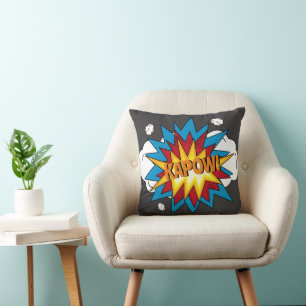 Modern Colourful Comic Book KAPOW Pop Art Throw Pillow
