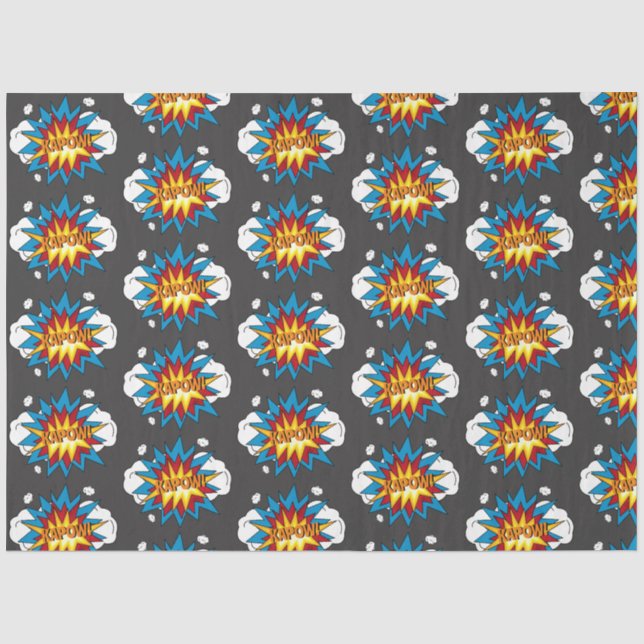 Modern Colourful Comic Book KAPOW Pop Art Tissue Paper (Front)