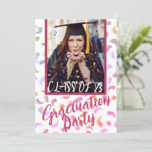 Modern Colourful Confetti Graduation Party Invitation