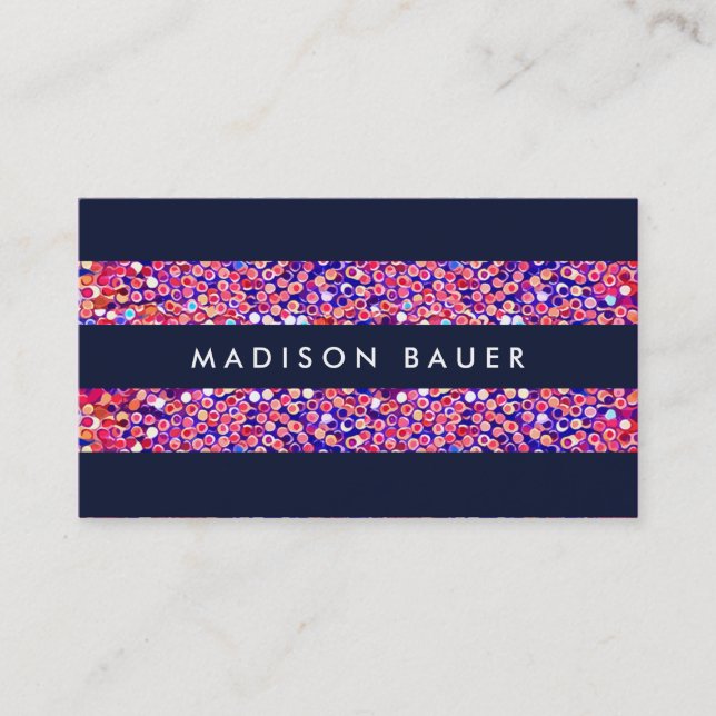 Modern Colourful Confetti Stripes Business Card (Front)