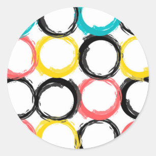 Modern, colourful, cool, unique, trendy circles classic round sticker