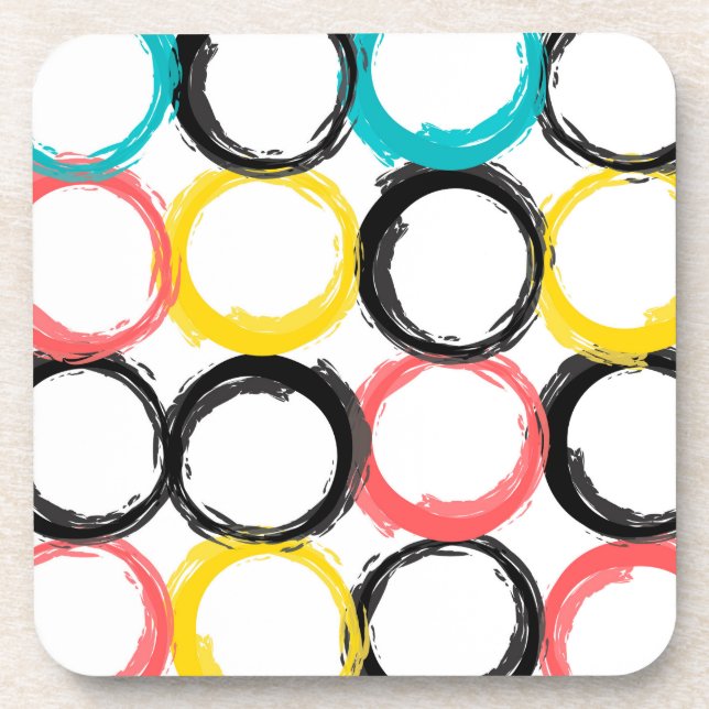 Modern, colourful, cool, unique, trendy circles coaster (Front)