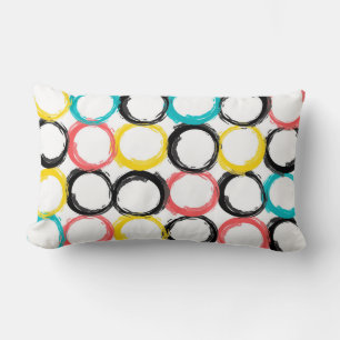 Modern, colourful, cool, unique, trendy circles lumbar pillow