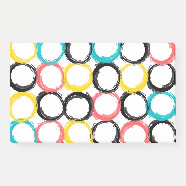 Modern, colourful, cool, unique, trendy circles post-it notes (Front)