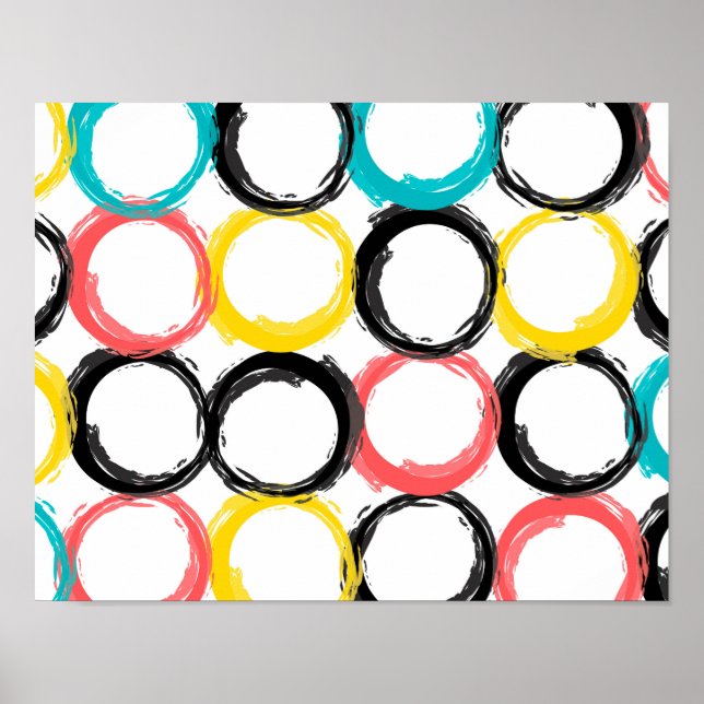 Modern, colourful, cool, unique, trendy circles poster (Front)