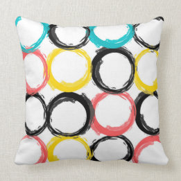 Modern, colourful, cool, unique, trendy circles throw pillow