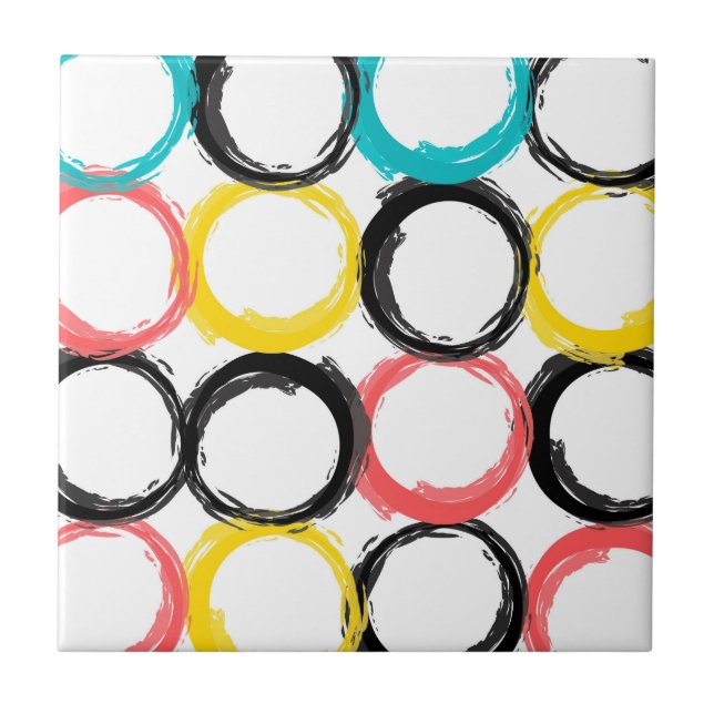 Modern, colourful, cool, unique, trendy circles tile (Front)