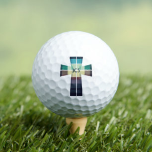 Modern Colourful Cross Monogrammed Golf Balls