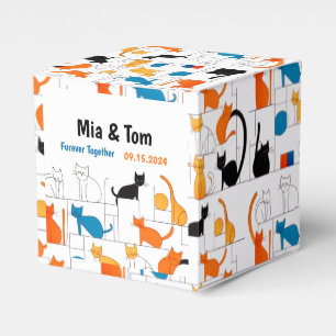 Modern Colourful Custom Elegant Cat Silhouette Favor Box
