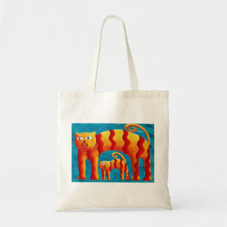 Modern Colourful Cute Curved Cat Kitten Mug Tote Bag