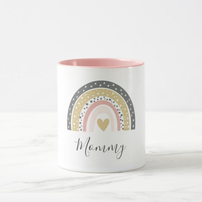  Modern Colourful Cute Rainbow Mama  Mug (Center)
