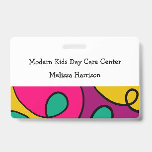 Modern Colourful Day Care Centre Name Badge