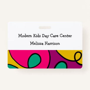 Modern Colourful Day Care Centre Name Badge